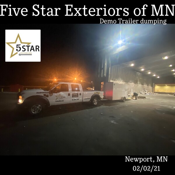 Five Star Exteriors of MN-Demo Trailer dumping in Newport, MN (1)